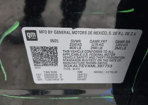 2021 GMC Terrain Awd Sle z USA, uszkodzony, nr VIN 3GKALTEVXML387753
